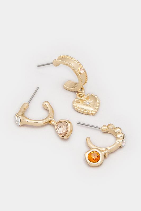 3 PACK Gold Tone Diamante Hoop Set | Yours Clothing 4