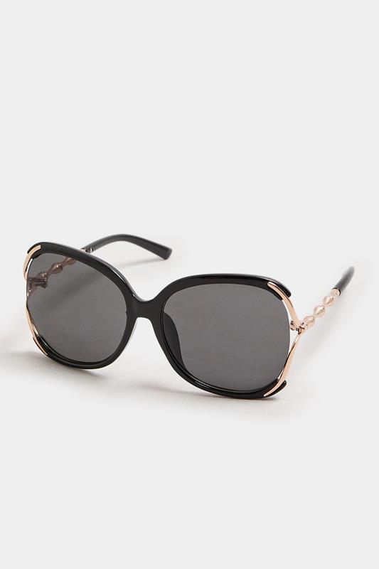 Black Teardrop Metal Arm Sunglasses | Yours Clothing 2