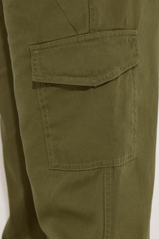 PixieGirl Petite Women's Khaki Green Cuffed Cotton Cargo Trousers | PixieGirl 4
