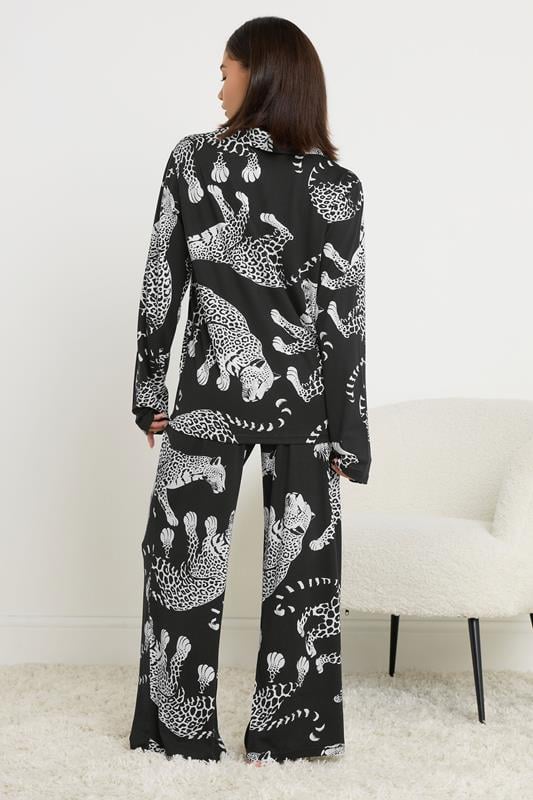 PixieGirl Petite Women's Black Soft Touch Leopard Pyjama Set | PixieGirl 3