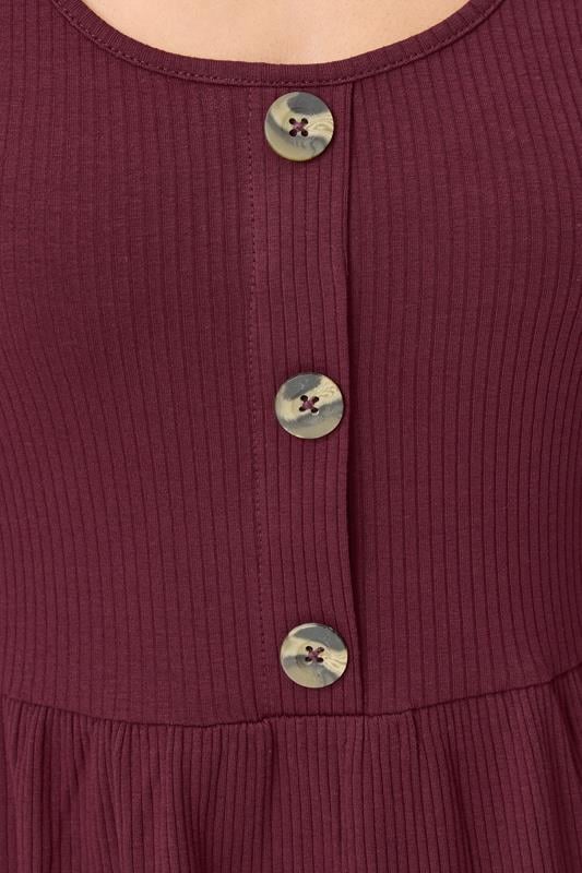 PixieGirl Petite Women's Burgundy Red Ribbed Button Midaxi Dress | PixieGirl 4