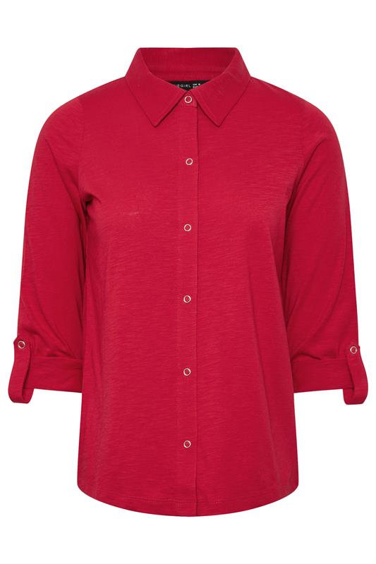 PixieGirl Petite Women's Red Rolled Sleeve Shirt | PixieGirl 5