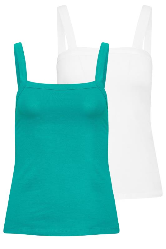 PixieGirl 2 PACK Petite Women's Green & White Square Neck Vest Tops | PixieGirl 7