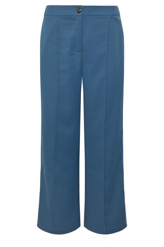 PixieGirl Petite Women's Dark Blue Side Stripe Wide Leg Trousers | PixieGirl 5