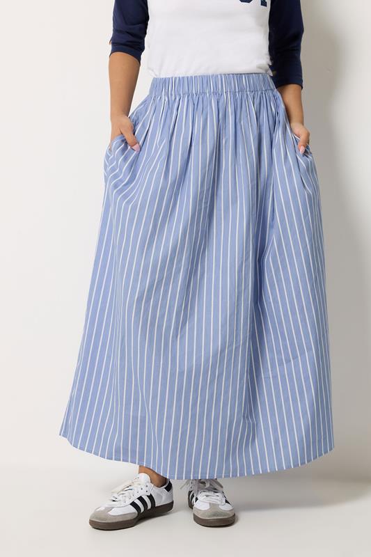 PixieGirl Petite Women's Blue Stripe Maxi Skirt | PixieGirl  1