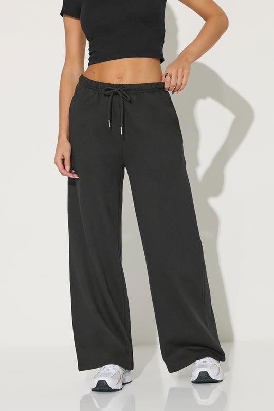 PixieGirl Petite Women's Black Drawstring Wide Leg Joggers | PixieGirl 3