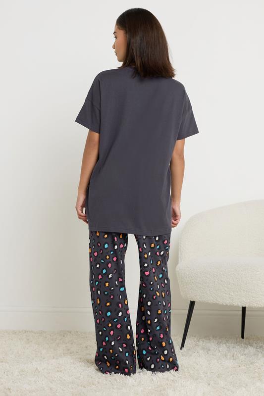 PixieGirl Petite Women's Navy Blue Sunday Vibes Slogan Pyjama Set | PixieGirl 3