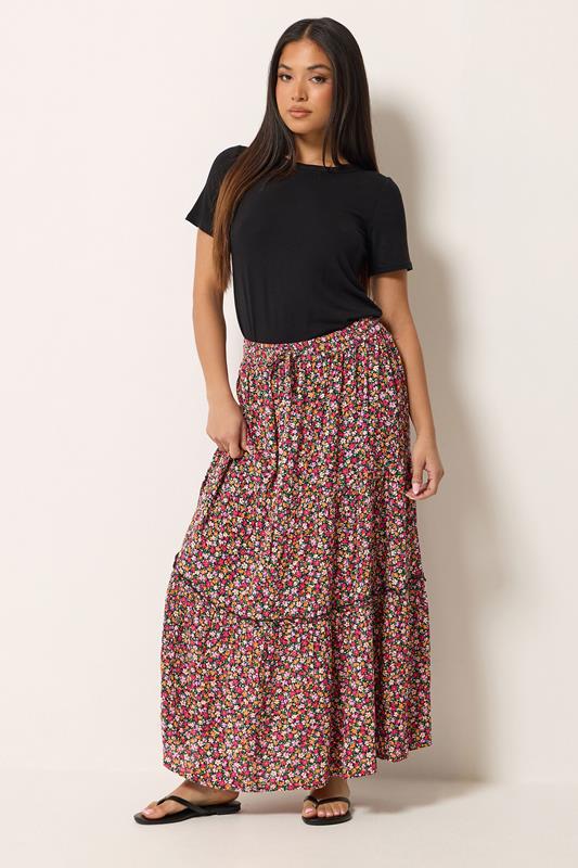 M&Co Petite Pink Ditsy Floral Maxi Skirt | M&Co 1
