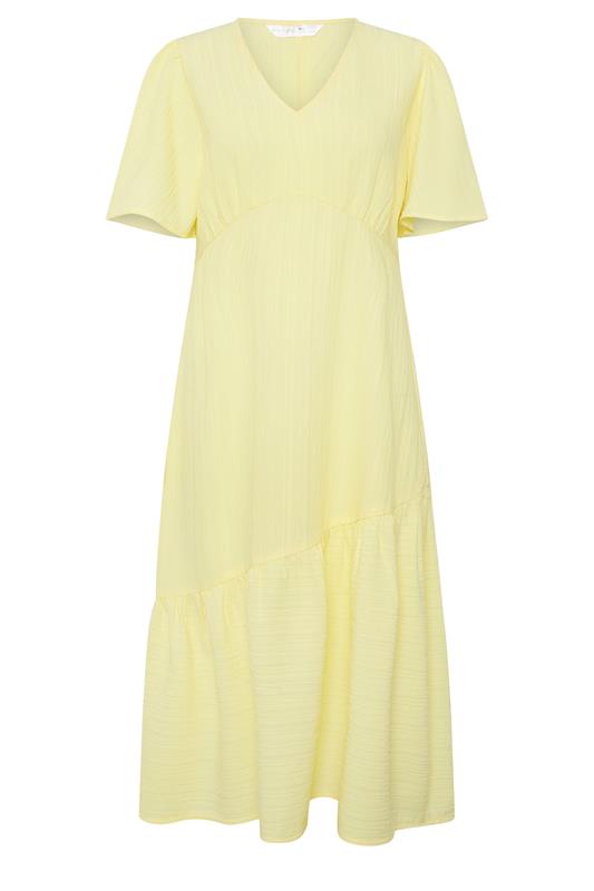 PixieGirl Petite Yellow Asymmetric Tiered Midi Dress | PixieGirl 5