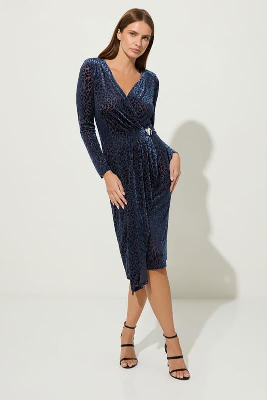 STAR Navy Blue Velvet Leopard Wrap Dress | StarByJM 2