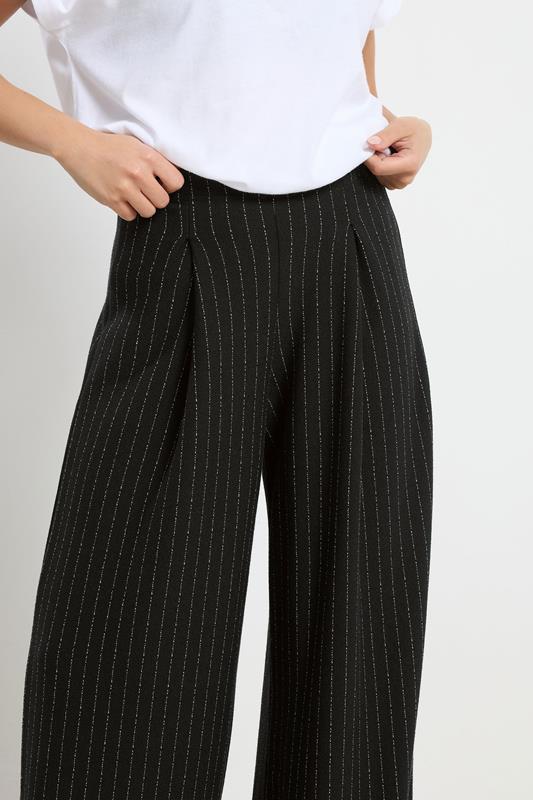 PixieGirl Petite Women's Black Pinstripe Palazzo Wide Leg Trousers | PixieGirl 4