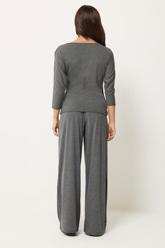 PixieGirl Petite Women's Set Grey Wrap Top & Wide Leg Trousers | PixieGirl 4