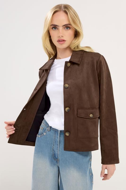 Petite  PixieGirl Petite Chocolate Brown Suedette Jacket