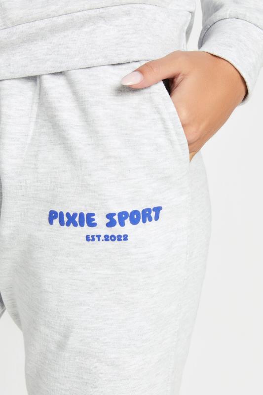 PixieGirl Petite Womens Grey 'Pixie Sport' Slogan Sweatshirt & Jogger Set | PixieGirl 5