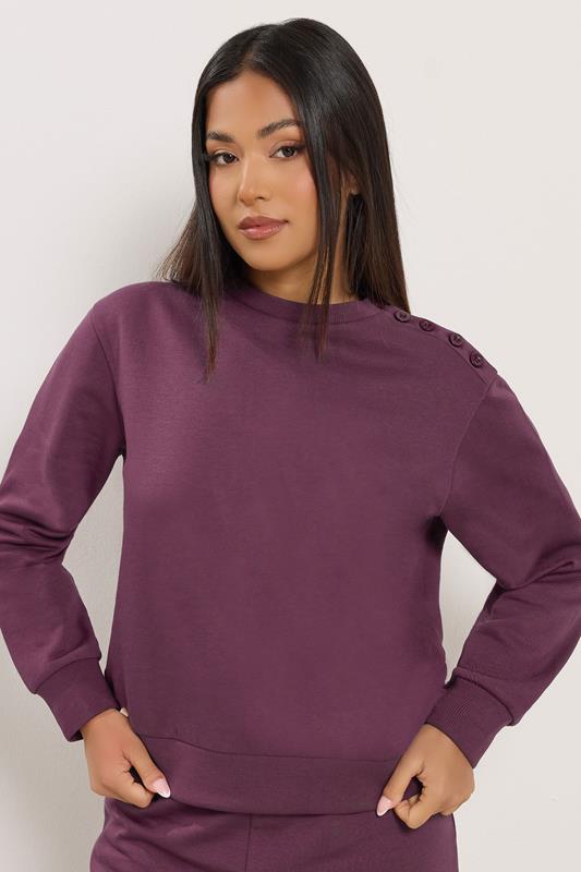  M&Co Petite Berry Red Button Detail Sweatshirt
