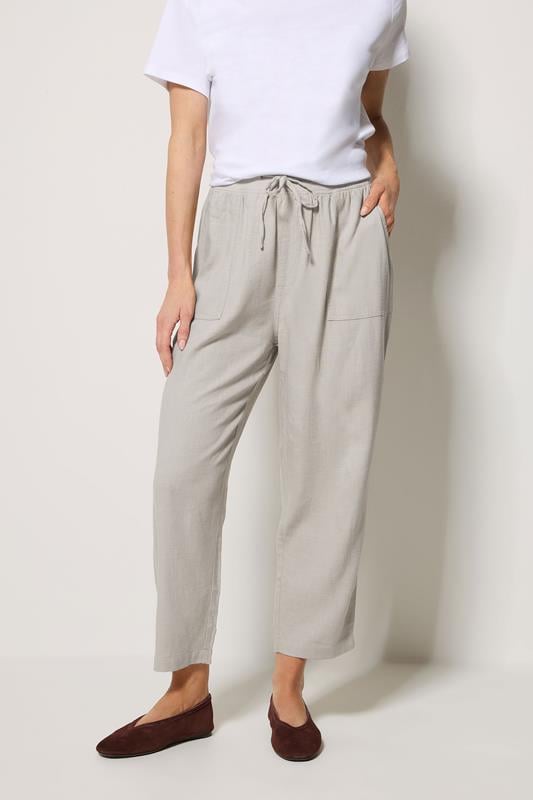  M&Co Natural Brown Linen Cropped Trousers