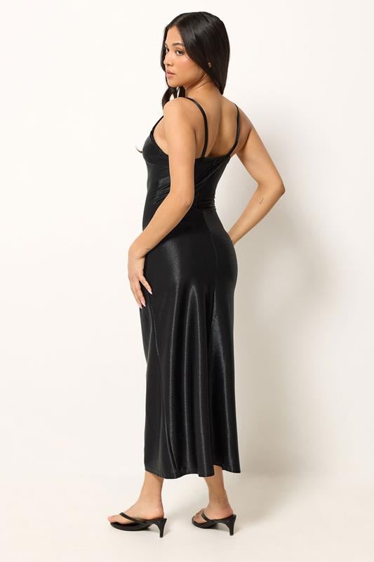PixieGirl Petite Women's Black Lace Trim Maxi Dress | PixieGirl