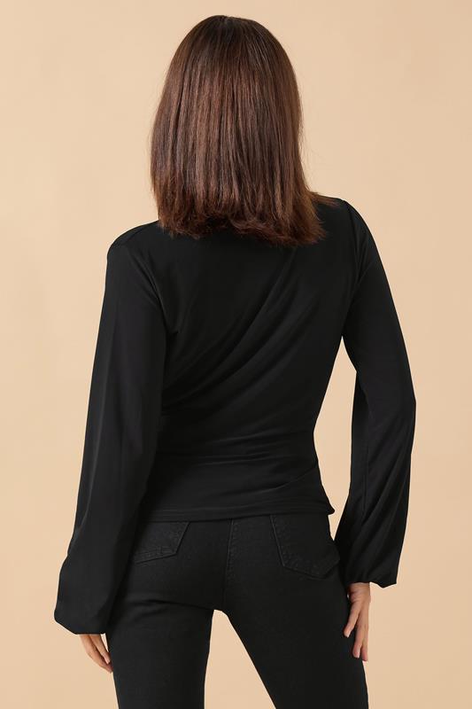 PixieGirl Petite Women's Black Stretch Wrap Top | PixieGirl 3