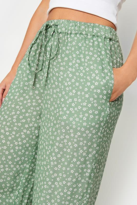 PixieGirl Petite Women's Sage Green Ditsy Floral Print Cropped Trousers | PixieGirl 4