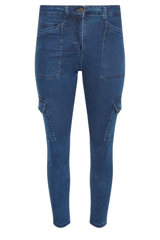 PixieGirl Petite Womens Blue Pocket Detail Cargo Skinny Jeans | PixieGirl 5