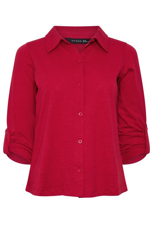 PixieGirl Petite Women's Red Button Cotton Shirt | PixieGirl 5