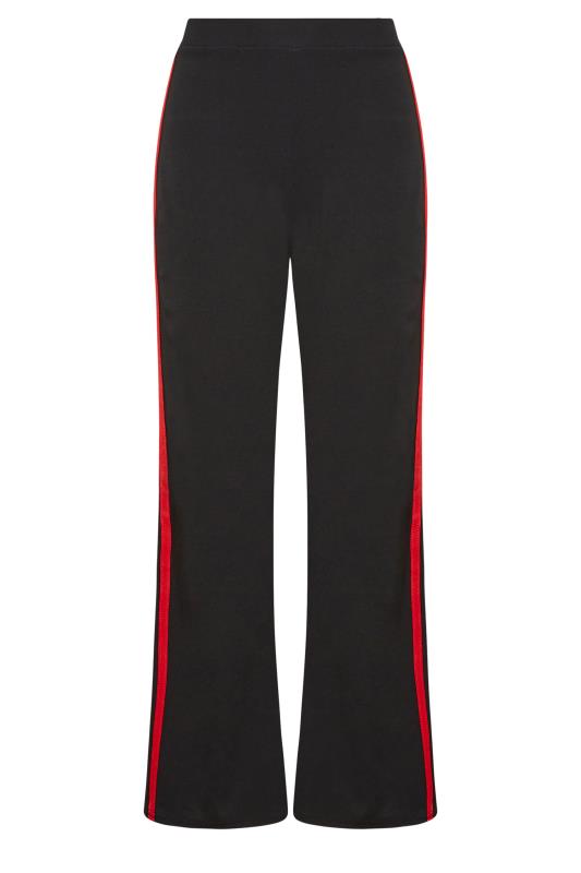 PixieGirl Black & Red Stripe Scuba Wide Leg Trousers | PixieGirl  4