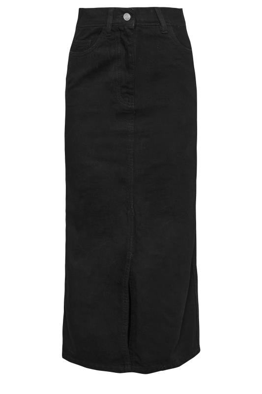PixieGirl Petite Womens Black Denim Split Maxi Skirt | PixieGirl  5