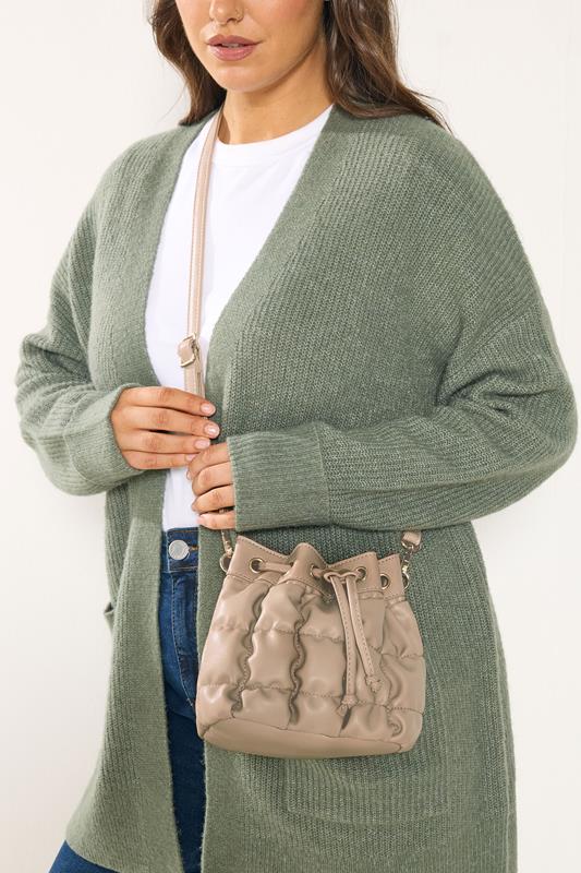  Yours Camel Brown Faux Leather Quilted Bucket Bag