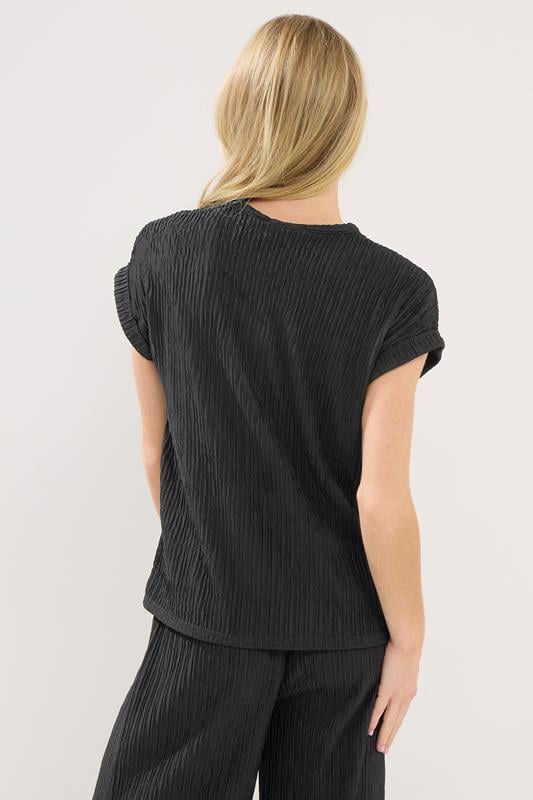 PixieGirl Petite Women's Black Textured Short Sleeve Top | PixieGirl 3