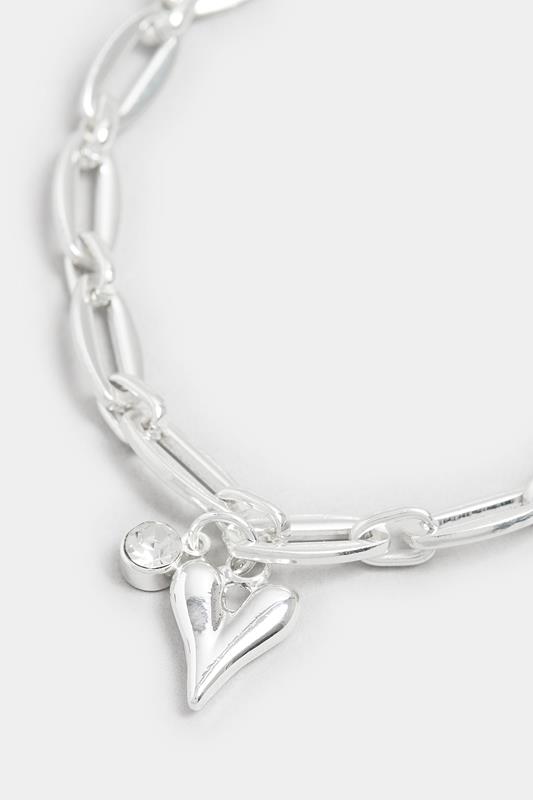 Silver Tone Heart Polished Charm Bracelet | Yours Clothing 3