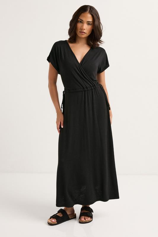 PixieGirl Petite Women's Black Wrap Tie Maxi Dress | PixieGirl 2