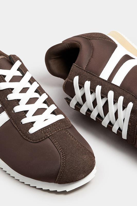 Brown Side Stripe Trainers in Extra Wide EEE Fit | Yours Clothing 5