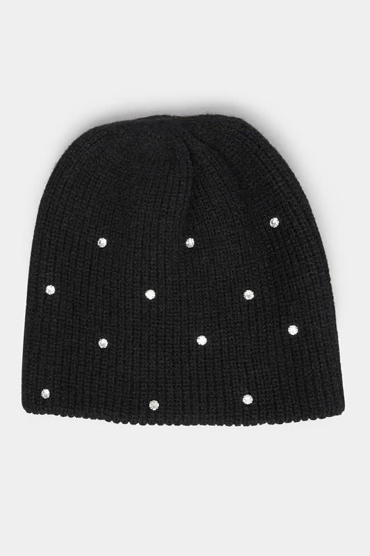 Plus Size  Yours Black Diamante Beanie