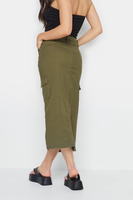 Petite Khaki Green Cargo Midi Skirt | PixieGirl 3