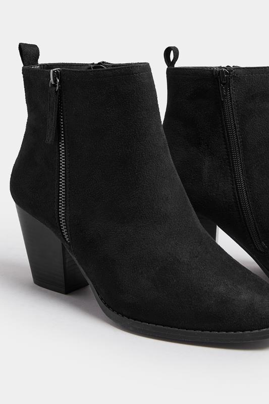 Black Faux Suede Block Heel Ankle Boots In Wide E Fit & Extra Wide EEE Fit | Yours Clothing 6