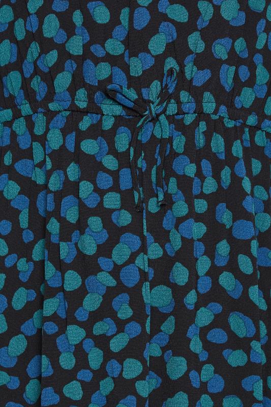 PixieGirl Blue Spot Print Tie Waist Midaxi Dress | PixieGirl 5