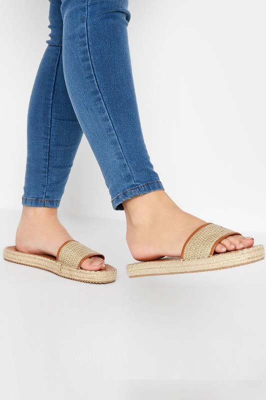 Plus Size  Yours Brown Espadrille Mules In Wide E Fit