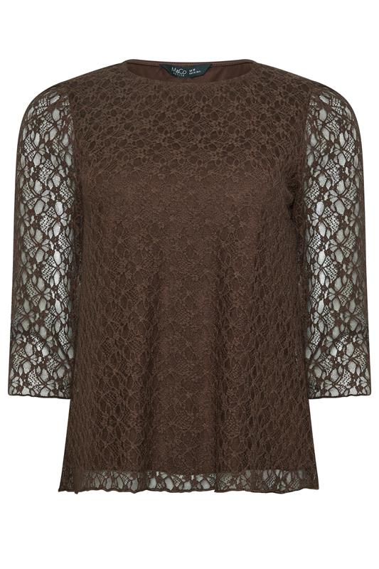 M&Co Petite Chocolate Brown Lace Top | M&Co 5