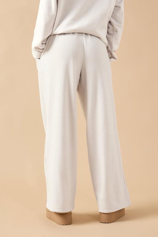 PixieGirl Petite Women's Ivory White Fleece Wide Leg Trousers | PixieGirl 4