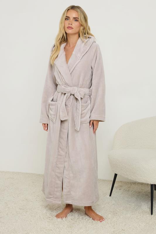 PixieGirl Petite Women's Stone Brown Luxury Soft Fleece Dressing Gown | PixieGirl 2