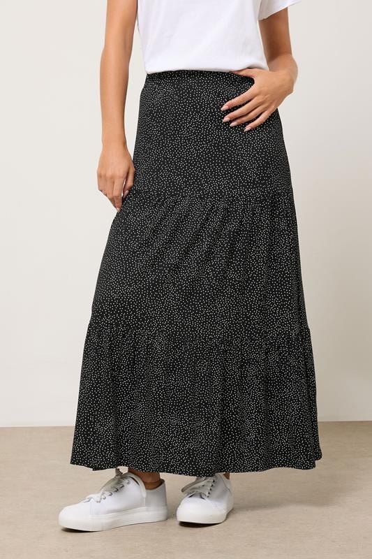 M&Co Petite Black Spot Print Maxi Skirt