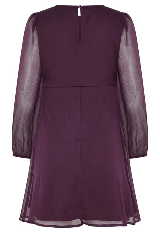 M&Co Petite Berry Purple Long Sleeve Chiffon Dress | M&Co 2