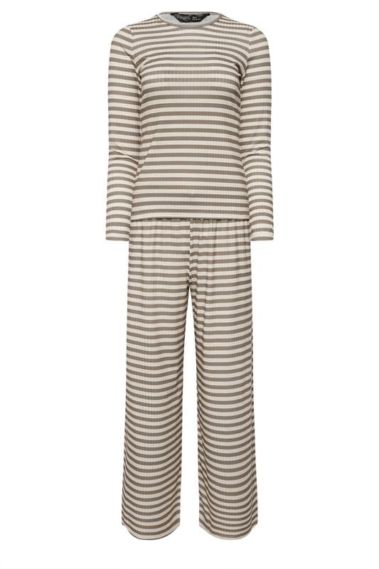 PixieGirl Petite Women's Cream Stripe T-Shirt & Wide Leg Trouser Set | PixieGirl  5
