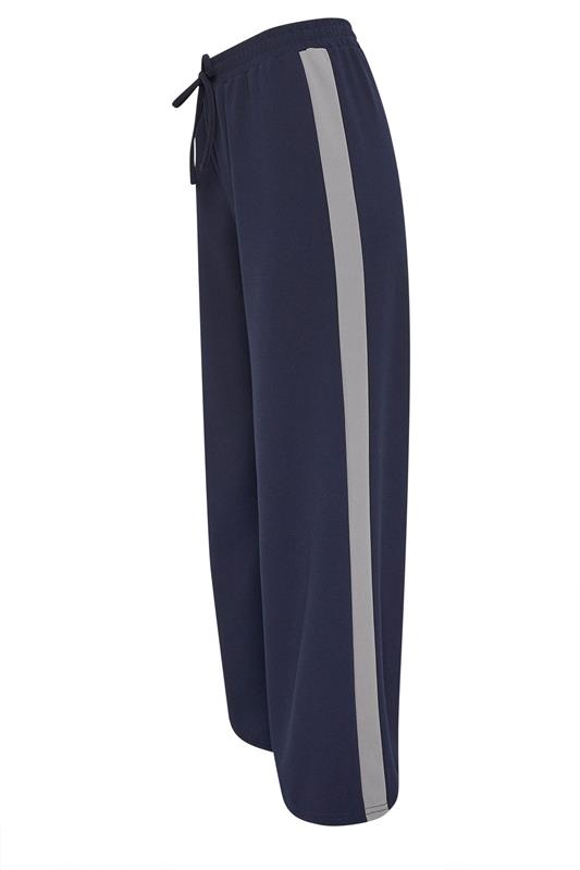 PixieGirl Petite Women's Navy Blue Side Stripe Wide Leg Trousers | PixieGirl 5