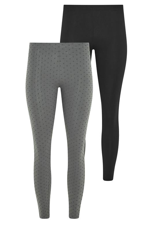  PixieGirl Petite 2 PACK Black & Grey Polka Dot Leggings