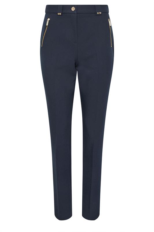 STAR Navy Blue Tailored Straight Leg Trousers | StarByJM 2