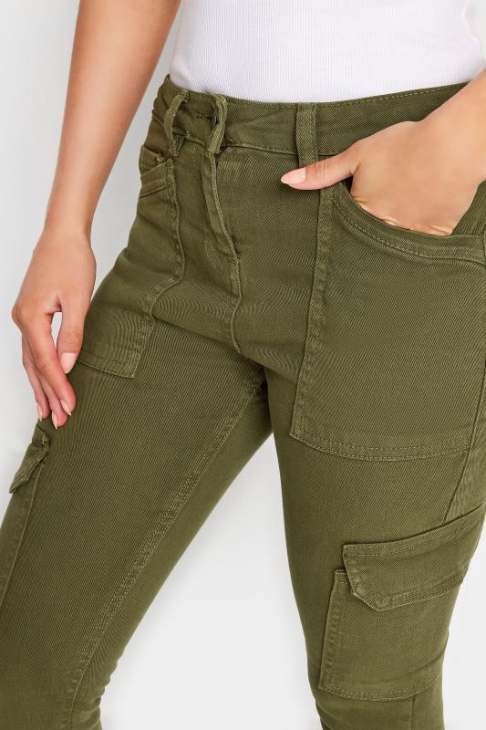 PixieGirl Petite Womens Khaki Green Pocket Detail Cargo Skinny Jeans | PixieGirl 6