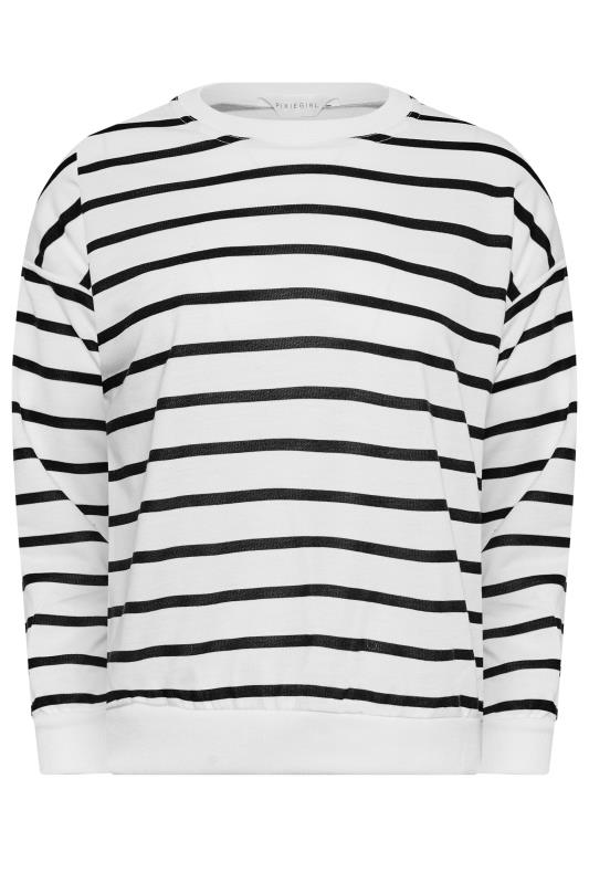 PixieGirl Petite White & Black Stripe Sweatshirt | PixieGirl  5