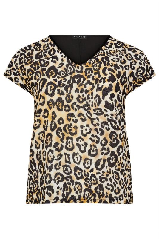 M&Co Petite Women's Natural Brown Leopard Print Short Sleeve Top | M&Co 5