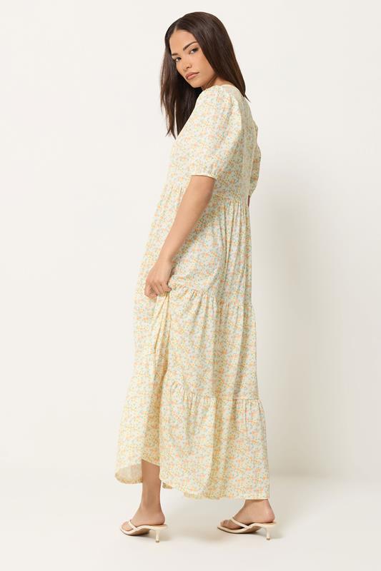 PixieGirl Petite Women's Orange Ditsy Floral Tiered Maxi Dress | PixieGirl 2